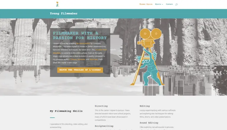 Modern filmmaker portfolio website for Thomas Senica featuring high-performance SEO optimization.